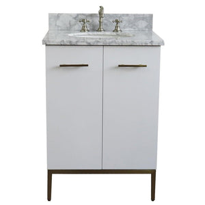 Bellaterra Home Vanity BellaTerra Home 25" Single sink vanity in White finish with White carrara marble and oval sink 408001-25-WH-WMO