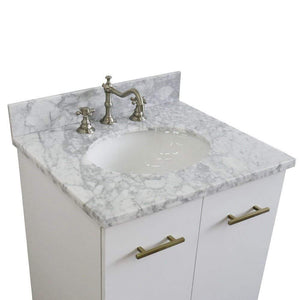 Bellaterra Home Vanity BellaTerra Home 25" Single sink vanity in White finish with White carrara marble and oval sink 408001-25-WH-WMO