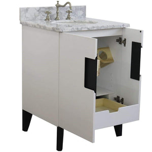 Bellaterra Home Vanity BellaTerra Home 25" Single sink vanity in White finish with White carrara marble and oval sink 408800-25-WH-WMO