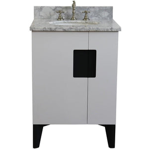 Bellaterra Home Vanity BellaTerra Home 25" Single sink vanity in White finish with White carrara marble and oval sink 408800-25-WH-WMO