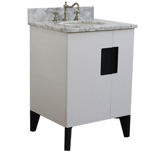 Bellaterra Home Vanity BellaTerra Home 25" Single sink vanity in White finish with White carrara marble and oval sink 408800-25-WH-WMO