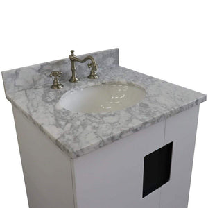 Bellaterra Home Vanity BellaTerra Home 25" Single sink vanity in White finish with White carrara marble and oval sink 408800-25-WH-WMO