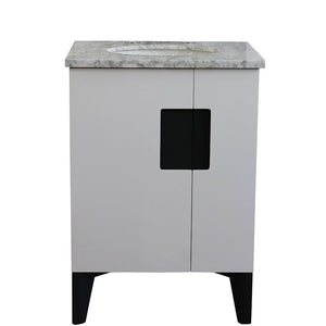 Bellaterra Home Vanity BellaTerra Home 25" Single sink vanity in White finish with White carrara marble and oval sink 408800-25-WH-WMO