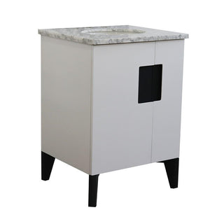 Bellaterra Home Vanity BellaTerra Home 25" Single sink vanity in White finish with White carrara marble and oval sink 408800-25-WH-WMO