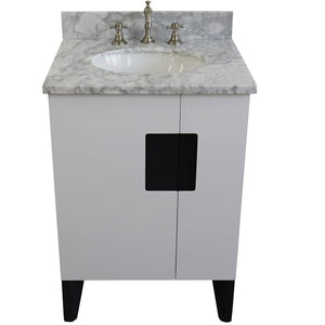 Bellaterra Home Vanity BellaTerra Home 25" Single sink vanity in White finish with White carrara marble and oval sink 408800-25-WH-WMO