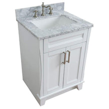 Load image into Gallery viewer, Bellaterra Home Vanity BellaTerra Home 25&quot; Single Sink Vanity in White finish with White Carrara Marble and Rectangle Sink 400700-25-WH-WMR