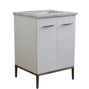 Bellaterra Home Vanity BellaTerra Home 25" Single sink vanity in White finish with White carrara marble and rectangle sink 408001-25-WH-WMR