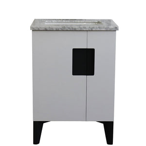 Bellaterra Home Vanity BellaTerra Home 25" Single sink vanity in White finish with White carrara marble and rectangle sink 408800-25-WH-WMR