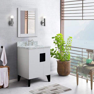 Bellaterra Home Vanity BellaTerra Home 25" Single sink vanity in White finish with White carrara marble and rectangle sink 408800-25-WH-WMR