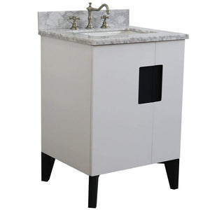Bellaterra Home Vanity BellaTerra Home 25" Single sink vanity in White finish with White carrara marble and rectangle sink 408800-25-WH-WMR