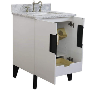 Bellaterra Home Vanity BellaTerra Home 25" Single sink vanity in White finish with White carrara marble and rectangle sink 408800-25-WH-WMR