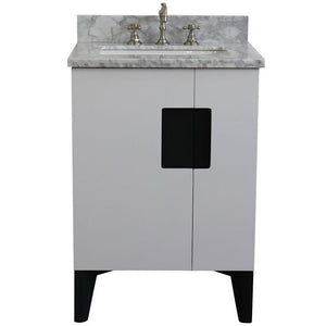 Bellaterra Home Vanity BellaTerra Home 25" Single sink vanity in White finish with White carrara marble and rectangle sink 408800-25-WH-WMR