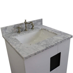 Bellaterra Home Vanity BellaTerra Home 25" Single sink vanity in White finish with White carrara marble and rectangle sink 408800-25-WH-WMR