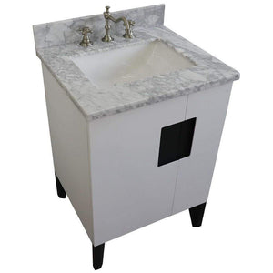 Bellaterra Home Vanity BellaTerra Home 25" Single sink vanity in White finish with White carrara marble and rectangle sink 408800-25-WH-WMR