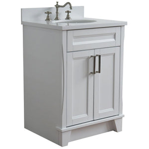 Bellaterra Home Vanity BellaTerra Home 25" Single Sink Vanity in White Finish with White Quartz and Oval Sink 400700-25-WH-WEO