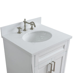 Bellaterra Home Vanity BellaTerra Home 25" Single Sink Vanity in White Finish with White Quartz and Oval Sink 400700-25-WH-WEO