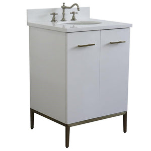 Bellaterra Home Vanity BellaTerra Home 25" Single sink vanity in White finish with White quartz and oval sink 408001-25-WH-WEO