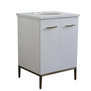 Bellaterra Home Vanity BellaTerra Home 25" Single sink vanity in White finish with White quartz and oval sink 408001-25-WH-WEO