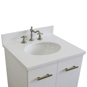 Bellaterra Home Vanity BellaTerra Home 25" Single sink vanity in White finish with White quartz and oval sink 408001-25-WH-WEO