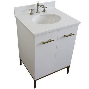 Bellaterra Home Vanity BellaTerra Home 25" Single sink vanity in White finish with White quartz and oval sink 408001-25-WH-WEO