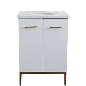 Bellaterra Home Vanity BellaTerra Home 25" Single sink vanity in White finish with White quartz and oval sink 408001-25-WH-WEO