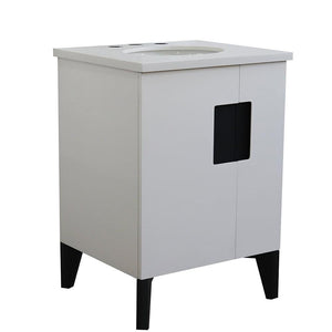 Bellaterra Home Vanity BellaTerra Home 25" Single sink vanity in White finish with White quartz and oval sink 408800-25-WH-WEO