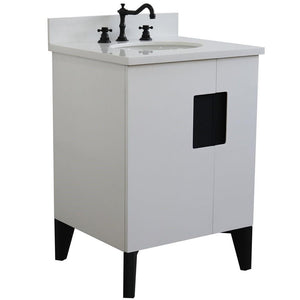 Bellaterra Home Vanity BellaTerra Home 25" Single sink vanity in White finish with White quartz and oval sink 408800-25-WH-WEO
