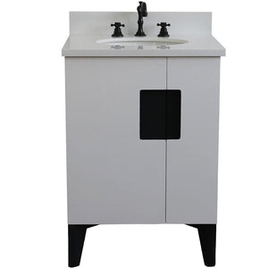 Bellaterra Home Vanity BellaTerra Home 25" Single sink vanity in White finish with White quartz and oval sink 408800-25-WH-WEO