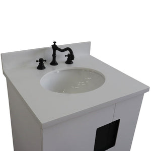 Bellaterra Home Vanity BellaTerra Home 25" Single sink vanity in White finish with White quartz and oval sink 408800-25-WH-WEO