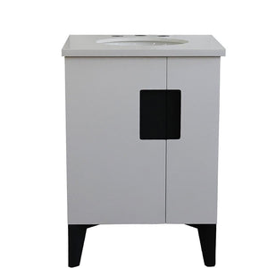 Bellaterra Home Vanity BellaTerra Home 25" Single sink vanity in White finish with White quartz and oval sink 408800-25-WH-WEO
