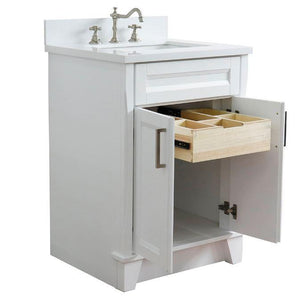 Bellaterra Home Vanity BellaTerra Home 25" Single Sink Vanity in White Finish with White Quartz and Rectangle Sink 400700-25-WH-WER