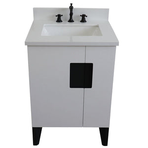Bellaterra Home Vanity BellaTerra Home 25" Single sink vanity in White finish with White quartz and rectangle sink 408800-25-WH-WER