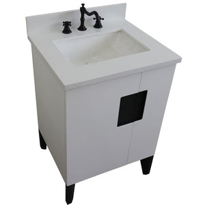Bellaterra Home Vanity BellaTerra Home 25" Single sink vanity in White finish with White quartz and rectangle sink 408800-25-WH-WER