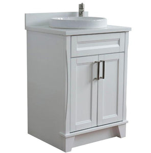 Bellaterra Home Vanity BellaTerra Home 25" Single Sink Vanity in White Finish with White Quartz and Round Sink 400700-25-WH-WERD
