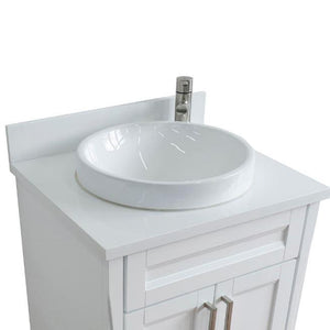 Bellaterra Home Vanity BellaTerra Home 25" Single Sink Vanity in White Finish with White Quartz and Round Sink 400700-25-WH-WERD