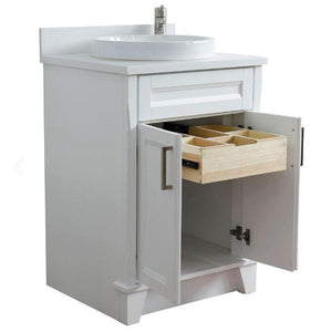 Bellaterra Home Vanity BellaTerra Home 25" Single Sink Vanity in White Finish with White Quartz and Round Sink 400700-25-WH-WERD