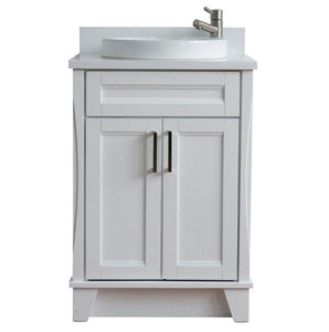 Bellaterra Home Vanity BellaTerra Home 25" Single Sink Vanity in White Finish with White Quartz and Round Sink 400700-25-WH-WERD