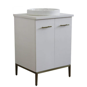 Bellaterra Home Vanity BellaTerra Home 25" Single sink vanity in White finish with White quartz and round sink 408001-25-WH-WERD