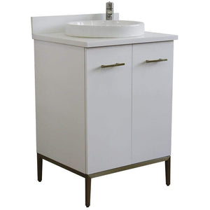 Bellaterra Home Vanity BellaTerra Home 25" Single sink vanity in White finish with White quartz and round sink 408001-25-WH-WERD