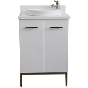 Bellaterra Home Vanity BellaTerra Home 25" Single sink vanity in White finish with White quartz and round sink 408001-25-WH-WERD