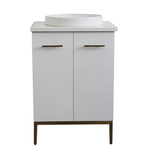 Bellaterra Home Vanity BellaTerra Home 25" Single sink vanity in White finish with White quartz and round sink 408001-25-WH-WERD