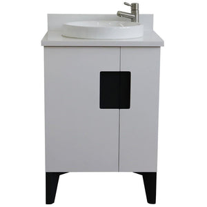 Bellaterra Home Vanity BellaTerra Home 25" Single sink vanity in White finish with White quartz and round sink 408800-25-WH-WERD