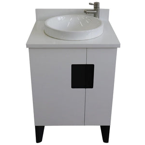 Bellaterra Home Vanity BellaTerra Home 25" Single sink vanity in White finish with White quartz and round sink 408800-25-WH-WERD