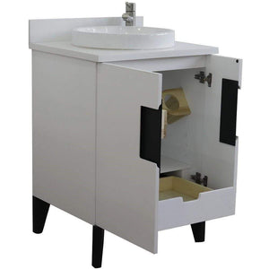 Bellaterra Home Vanity BellaTerra Home 25" Single sink vanity in White finish with White quartz and round sink 408800-25-WH-WERD