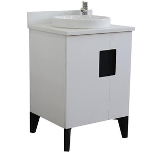 Bellaterra Home Vanity BellaTerra Home 25" Single sink vanity in White finish with White quartz and round sink 408800-25-WH-WERD