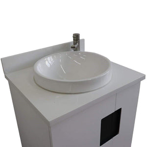 Bellaterra Home Vanity BellaTerra Home 25" Single sink vanity in White finish with White quartz and round sink 408800-25-WH-WERD