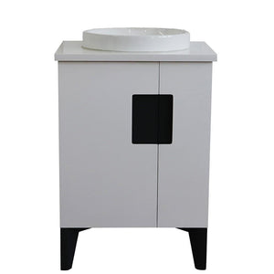 Bellaterra Home Vanity BellaTerra Home 25" Single sink vanity in White finish with White quartz and round sink 408800-25-WH-WERD