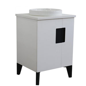 Bellaterra Home Vanity BellaTerra Home 25" Single sink vanity in White finish with White quartz and round sink 408800-25-WH-WERD