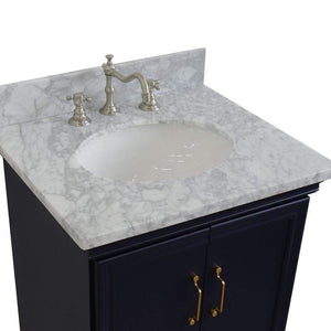 Bellaterra Home Vanity BellaTerra Home 25" Single vanity in Blue finish with White Carrara and oval sink 400800-25-BU-WMO