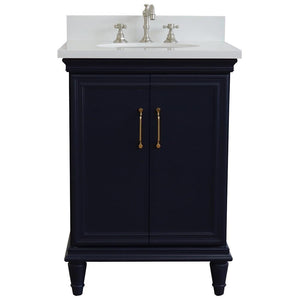 Bellaterra Home Vanity BellaTerra Home 25" Single vanity in Blue finish with White quartz and oval sink 400800-25-BU-WEO